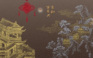 古风中式建筑夜景图