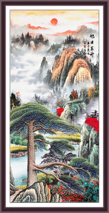 玄关迎客松山水画
