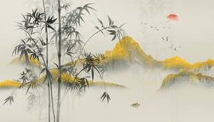 新中式竹林山水画