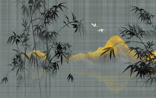 水墨竹子山水画