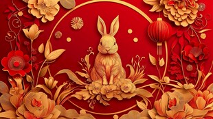 金兔贺岁 中式繁花庆祥瑞