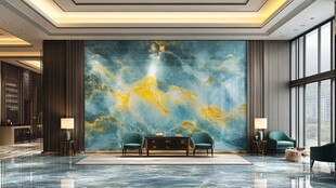 奢华客厅中的艺术大理石背景墙