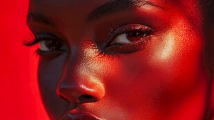 红唇黑肤美女特写