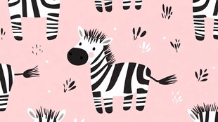 可爱斑马粉色背景图案
