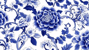 青花瓷花卉图案精美纹饰