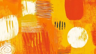 活力橙黄抽象艺术笔触图