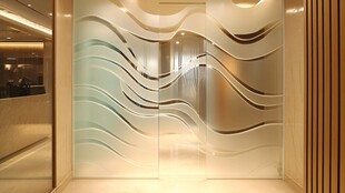 现代艺术玻璃波浪装饰墙