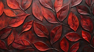 红棕叶片艺术纹理图案