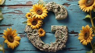 复古字母G搭配向日葵装饰