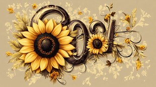 向日葵装饰字体艺术设计