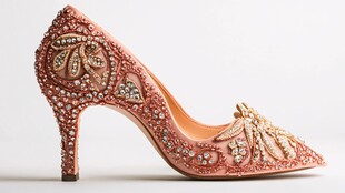 奢华镶钻玫瑰粉高跟美鞋