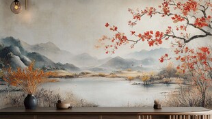 中式山水诗意墙面装饰画