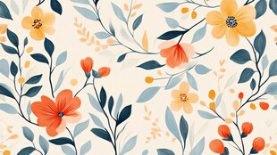 清新花卉无缝图案设计