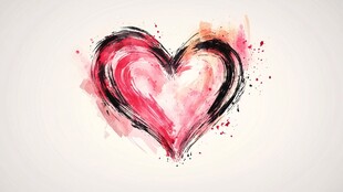 手绘水彩爱心图案