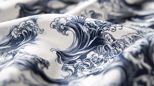 蓝白海浪纹精美布料