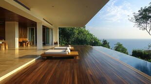 海景露台木质休闲空间