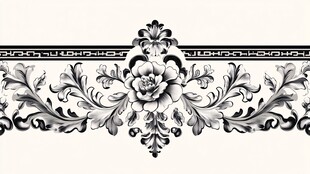 古典花卉藤蔓边框装饰图案