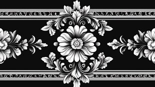 黑白花卉古典花纹图案