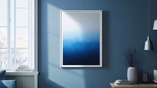 蓝色渐变挂画装饰简约空间
