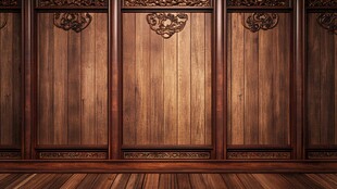 中式雕花木质墙面背景