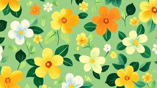 清新花卉绿色背景图案