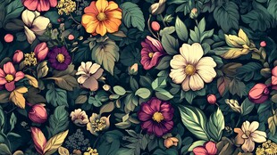 繁花锦叶的梦幻植物图案