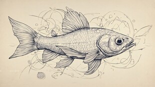 手绘灵动鱼类艺术插画