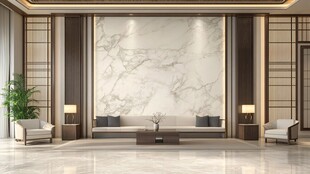 现代中式大理石客厅背景墙