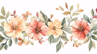 水彩花卉花边装饰图案