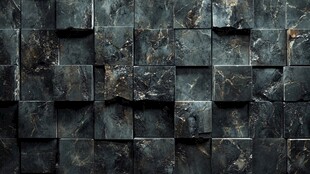 黑色大理石方块立体墙面