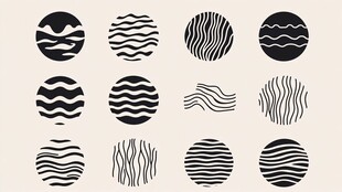 圆形黑白线条抽象图案集