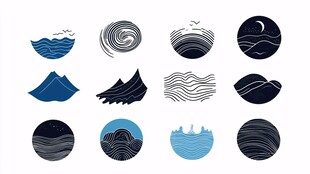 海洋山川主题简约图标集