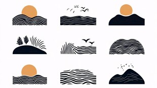 简约自然风景图标集合