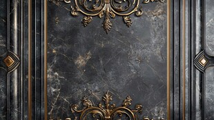 奢华黑金大理石雕花墙面