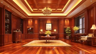 豪华典雅的木质客厅空间