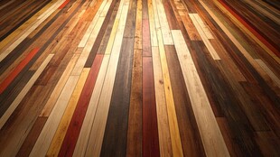 多彩拼接木地板纹理特写