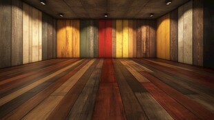 多彩木质室内空旷空间