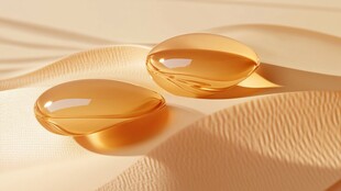 琥珀质感胶囊 柔和背景展示