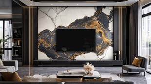 现代奢华客厅电视背景墙