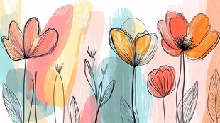 手绘多彩花卉图案背景