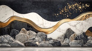 山水金纹大理石背景墙