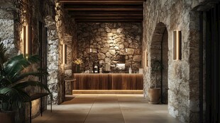 石砌风格的温馨接待空间