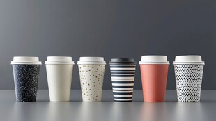 多彩图案一次性咖啡杯展示