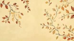 秋日枝叶插画背景图
