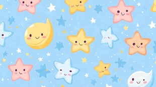 可爱星星月亮卡通图案背景
