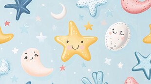 可爱海洋元素卡通图案