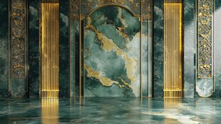 奢华大理石金柱装饰空间