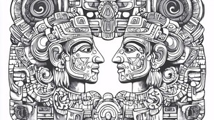 玛雅双头神像艺术图案