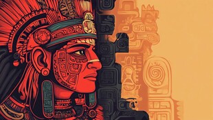 玛雅首领形象与古老建筑