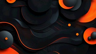 黑橙立体抽象几何背景图
